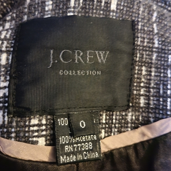 J Crew Size 0 Contessa Tweed Raw Hem Jeweled Suit Jacket Blazer - Picture 7 of 8